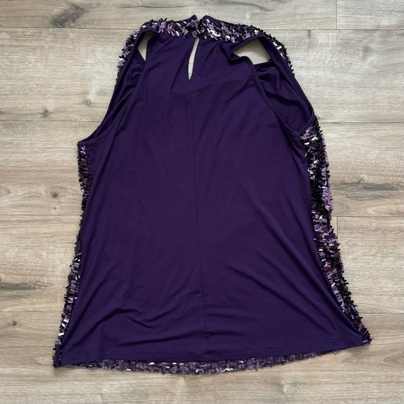Purple sequins halter evening dress top blouse - Picture 3 of 3
